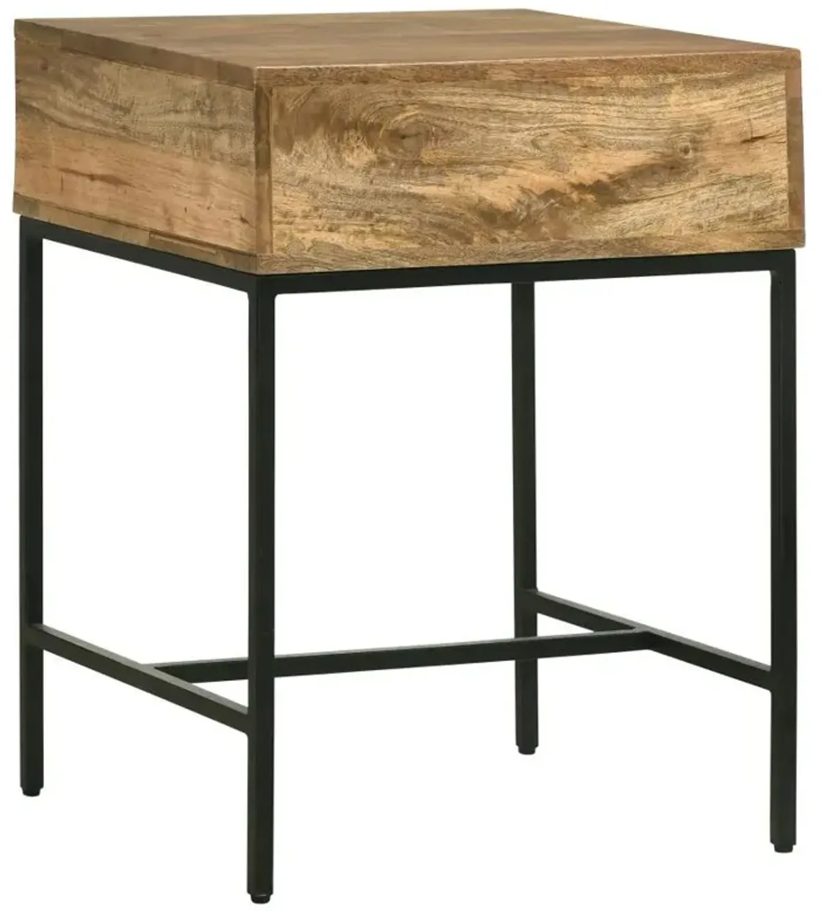 Stephie - Rectangular Side End Table With Storage - Honey Brown