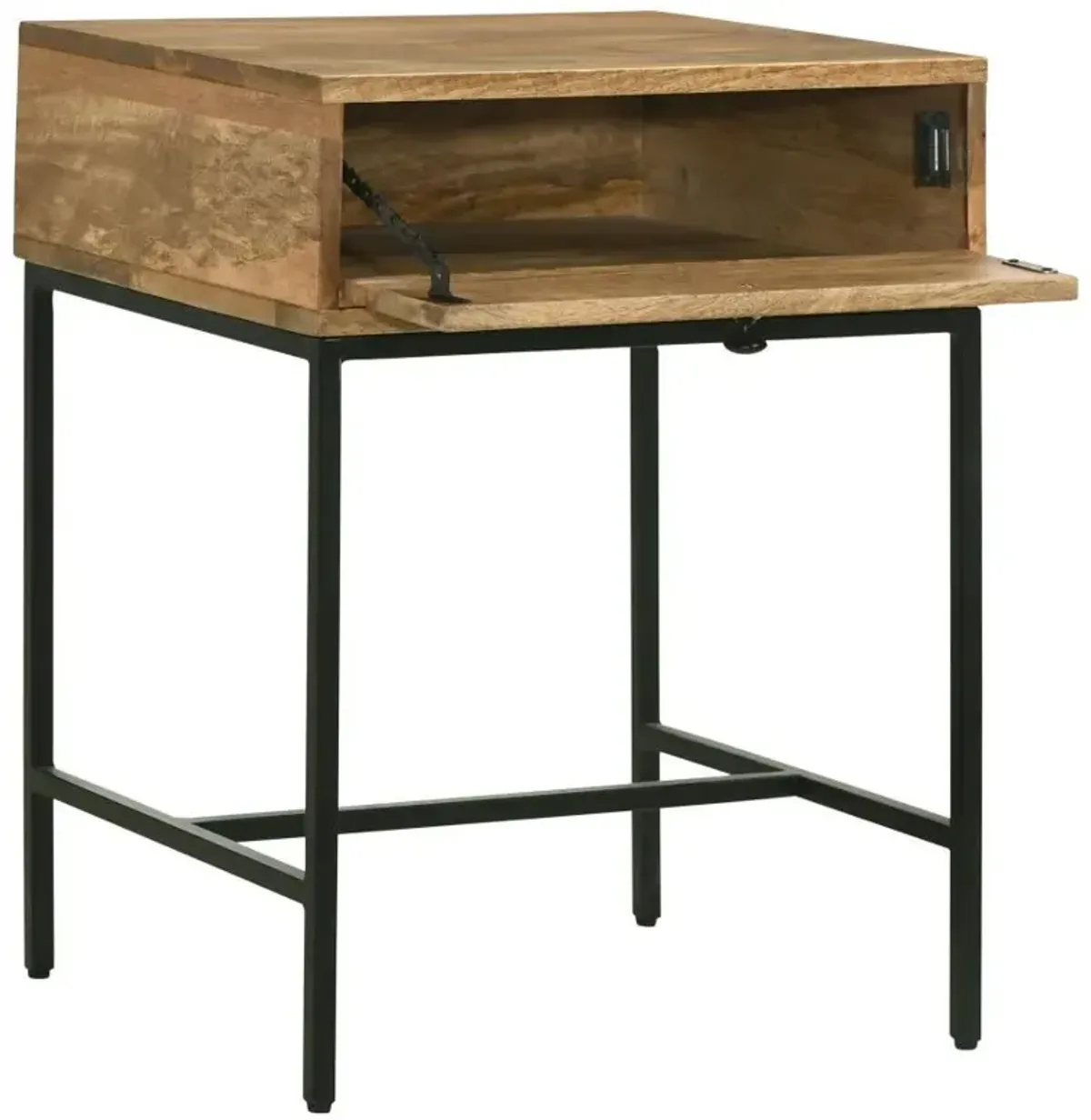 Stephie - Rectangular Side End Table With Storage - Honey Brown