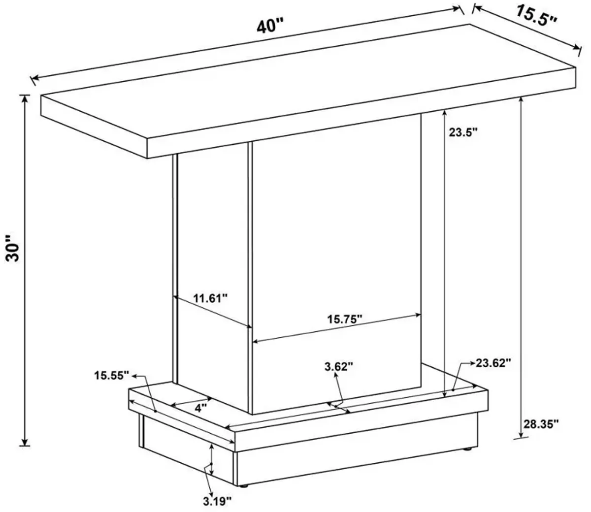 Reston - Engineered Wood Pedestal Console Table - Cappuccino