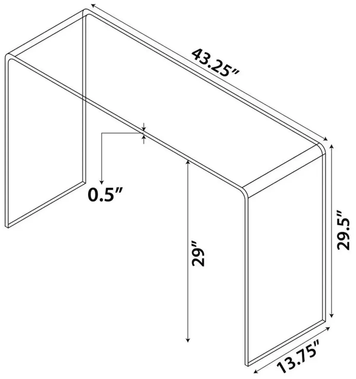 Ripley - Tempered Bent Glass Entryway Console Table - Clear