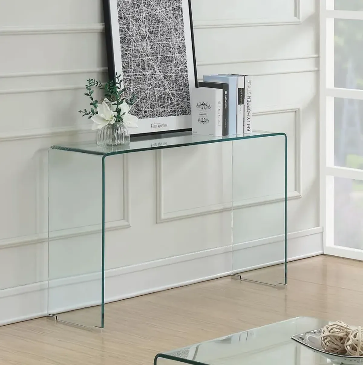 Ripley - Tempered Bent Glass Entryway Console Table - Clear