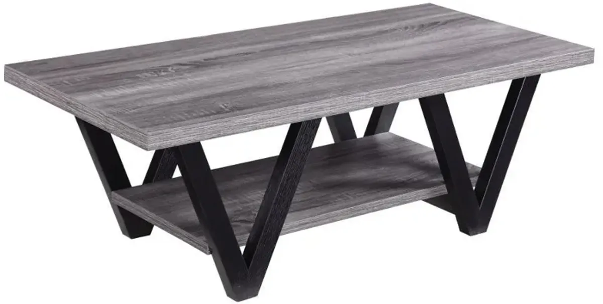 Stevens - Engineered Wood Coffee Table Antique - Gray And Black