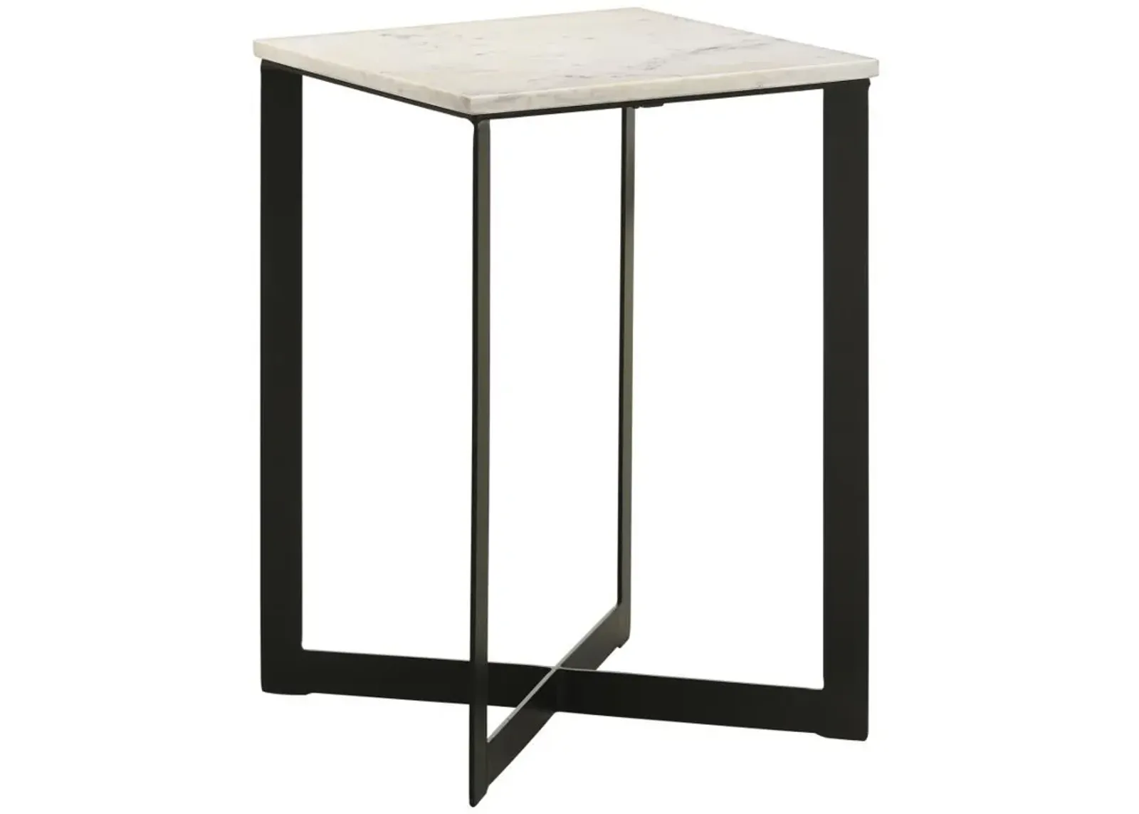 Tobin - Square Marble Top End Table - White And Black