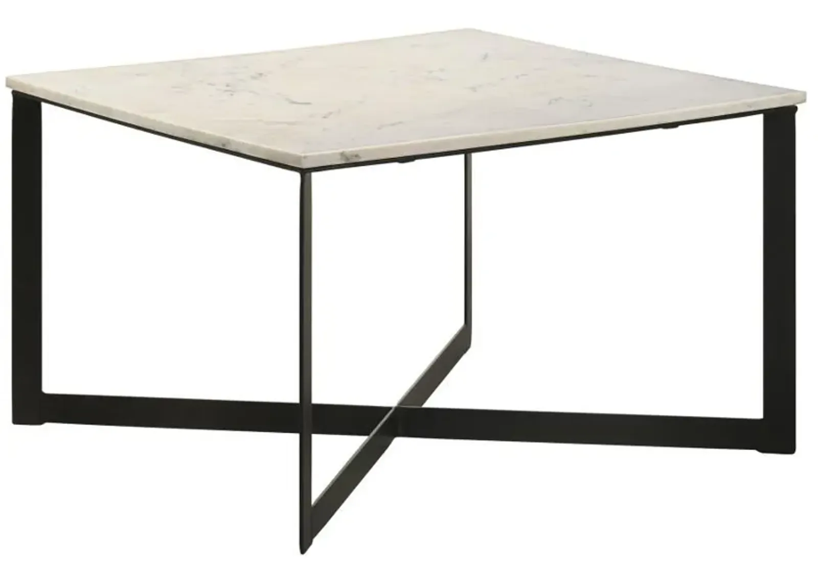 Tobin - Square Marble Top Coffee Table - White And Black