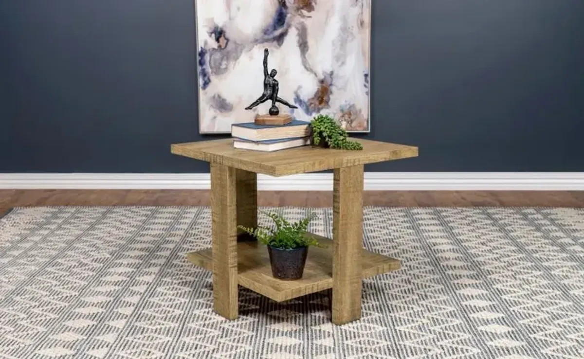 Dawn - Square Engineered Wood End Table - Mango Brown