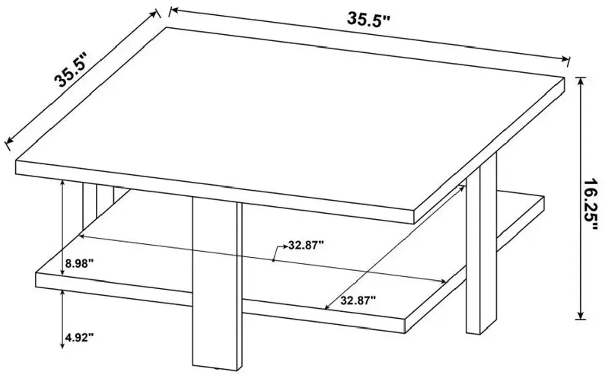 Dawn - Square Engineered Wood Coffee Table - Mango Brown