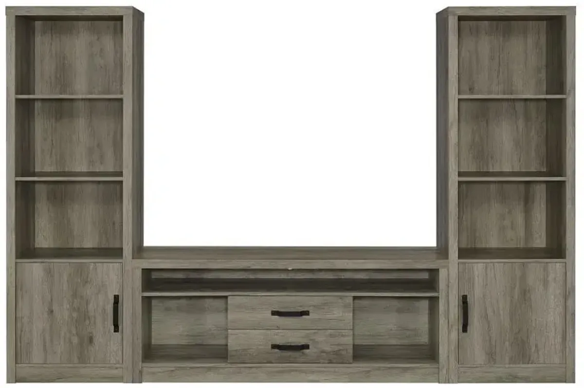 Burke - 3-Shelf Engineered Wood Media Tower - Gray Driftwood