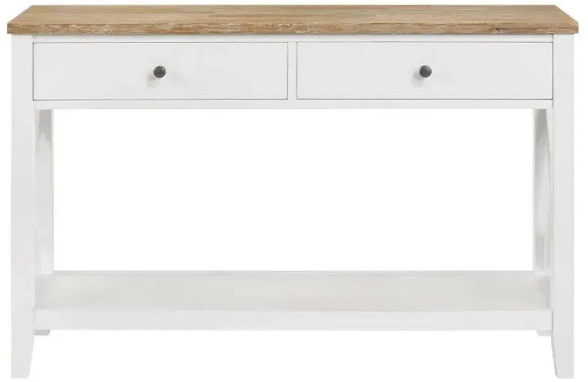 Hollis - 2-Drawer Wood Entryway Console Table - Brown And White