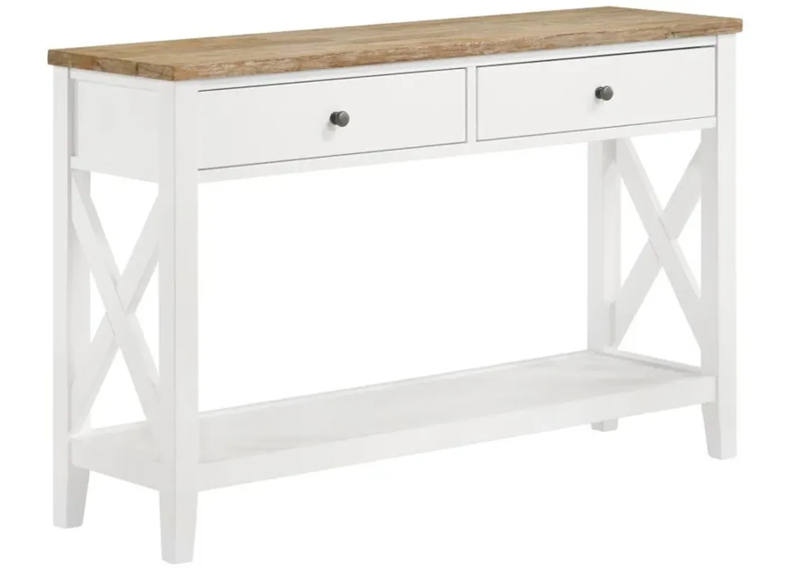 Hollis - 2-Drawer Wood Entryway Console Table - Brown And White