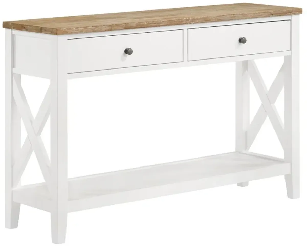 Hollis - 2-Drawer Wood Entryway Console Table - Brown And White