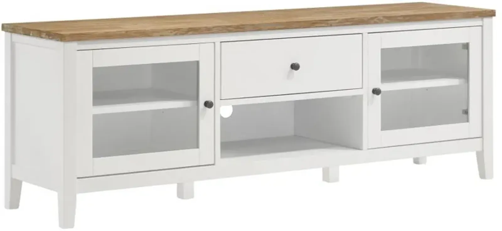 Hollis - 2 Door Wood TV Stand With Drawer - Brown And White