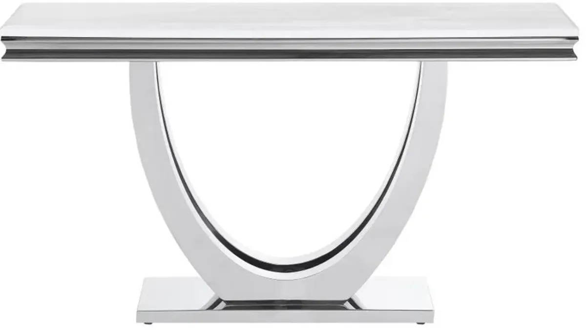 Kerwin - U-Base Rectangle Sofa Table - White And Chrome