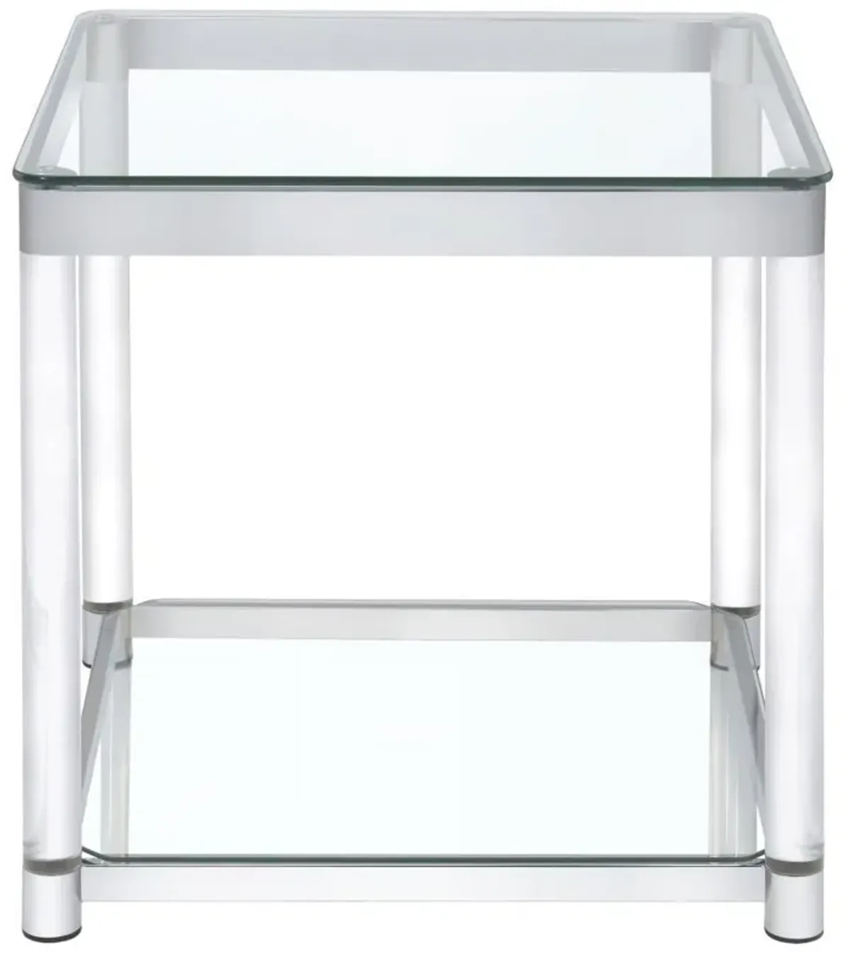 Anne - Square Glass Top Acrylic Leg Side End Table - Chrome