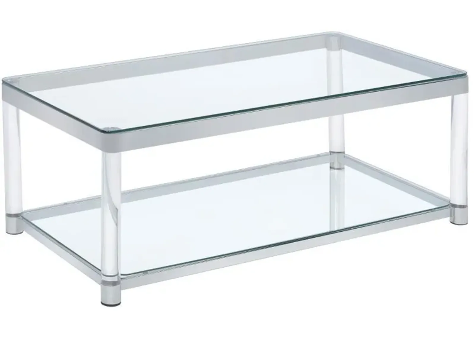 Anne - Rectangular Glass Top Acrylic Leg Coffee Table - Chrome