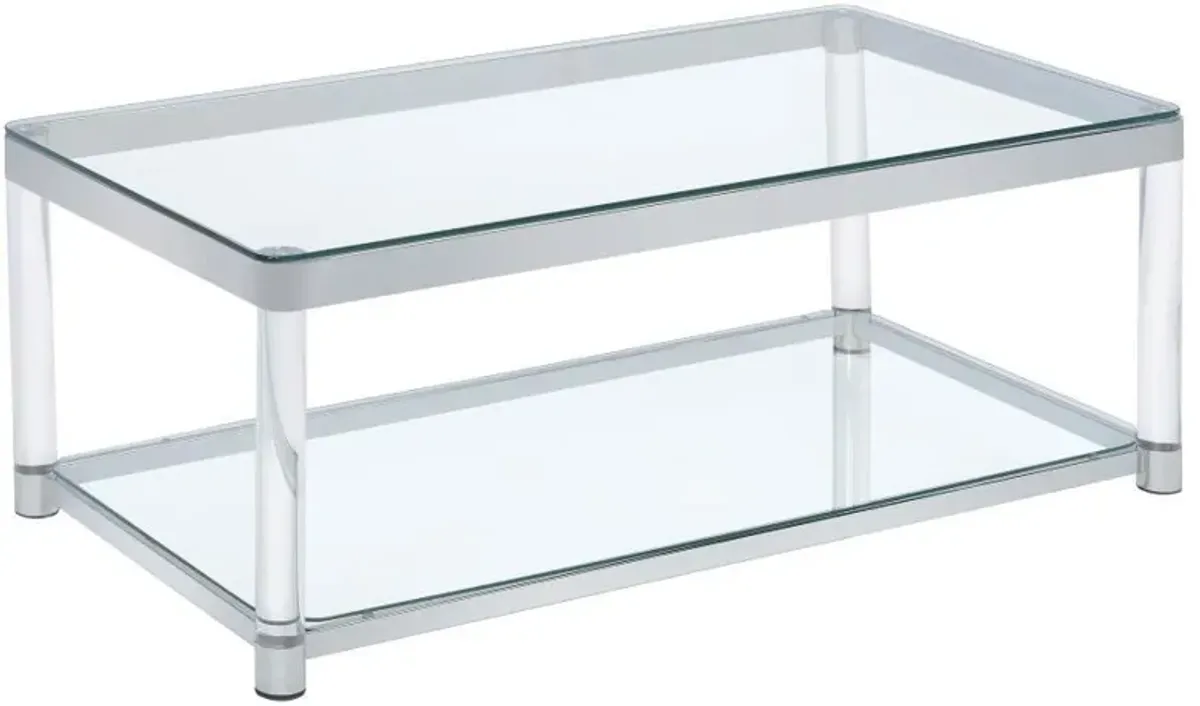 Anne - Rectangular Glass Top Acrylic Leg Coffee Table - Chrome