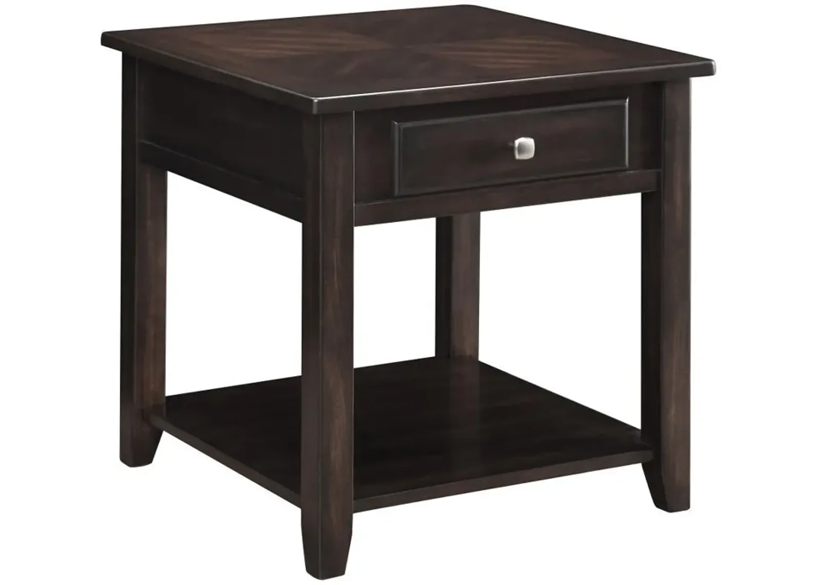 Bradford - 1-Drawer Square Wood End Table - Walnut