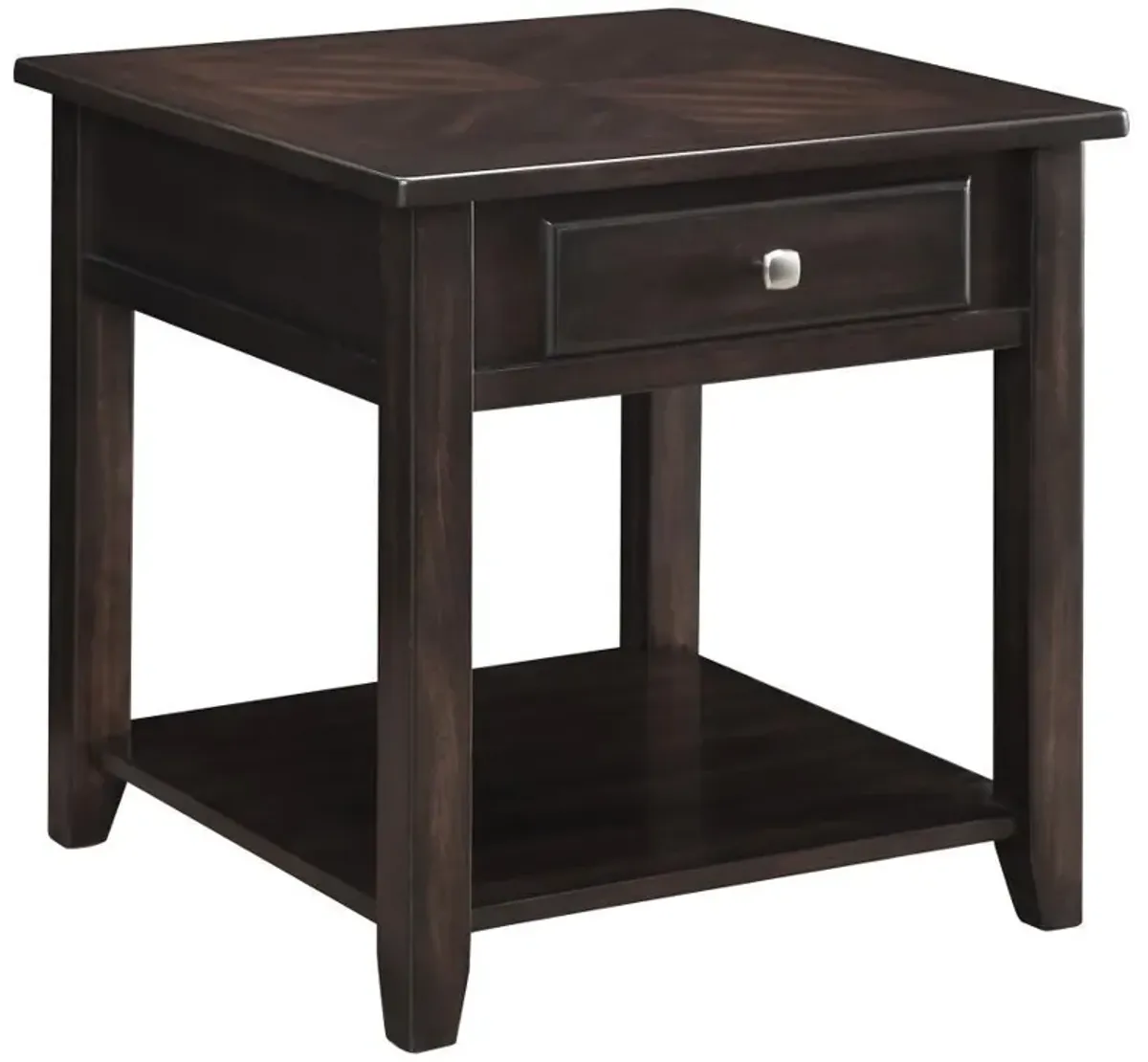 Bradford - 1-Drawer Square Wood End Table - Walnut