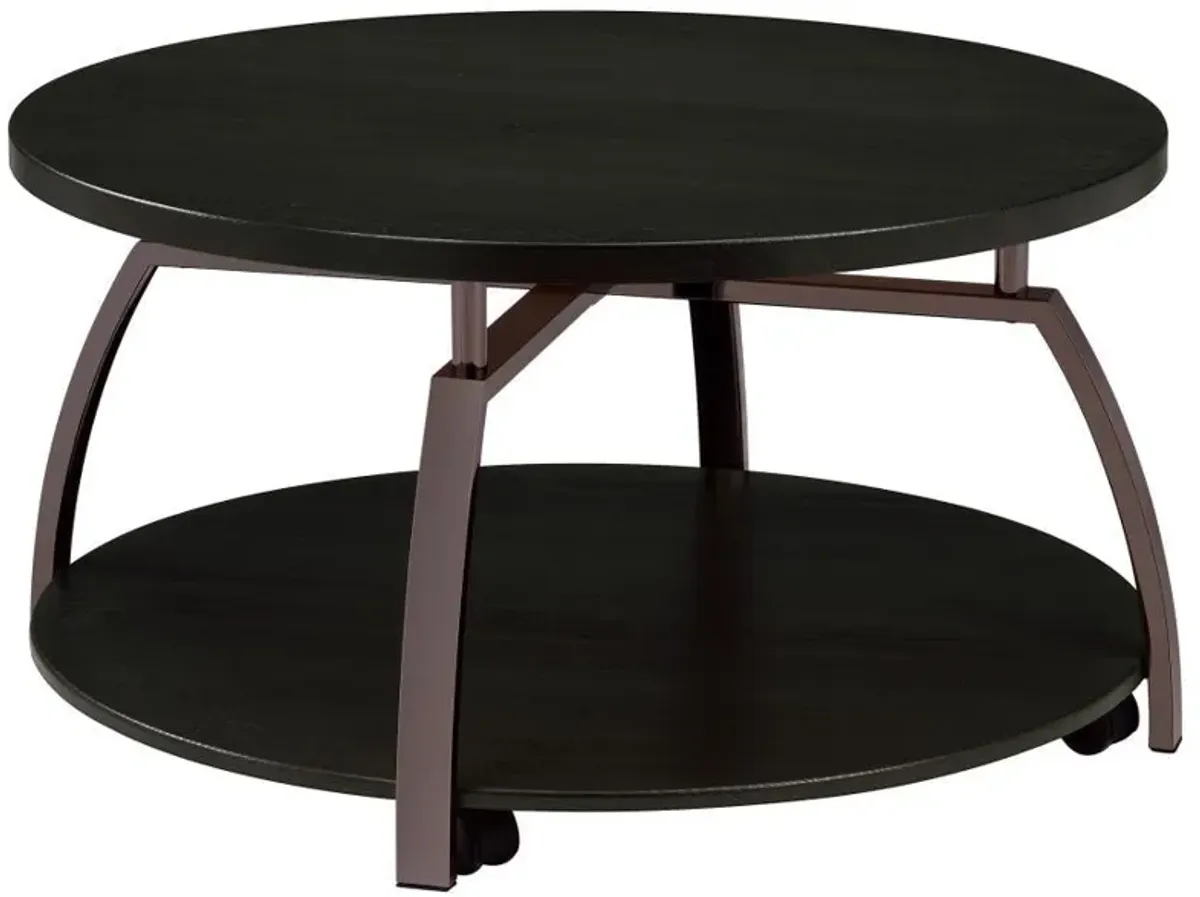 Dacre - Round Engineered Wood Top Coffee Table - Dark Gray