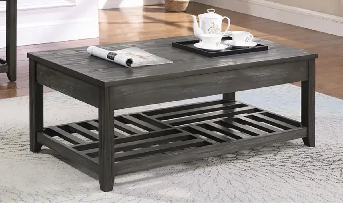 Cliffview - Rectangular Wood Lift Top Coffee Table - Gray