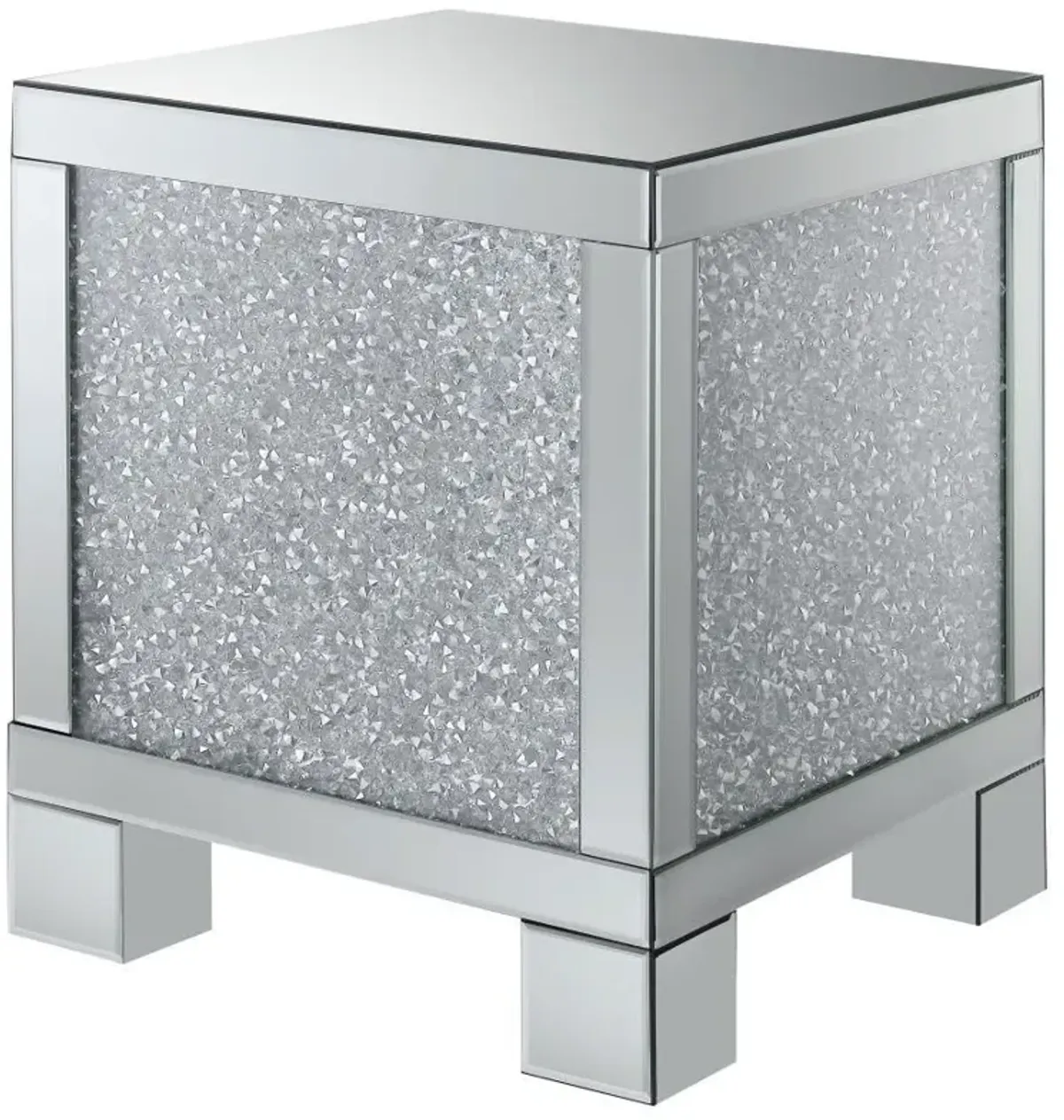 Gillian - Rectangular Mirrored Acrylic Side End Table - Silver