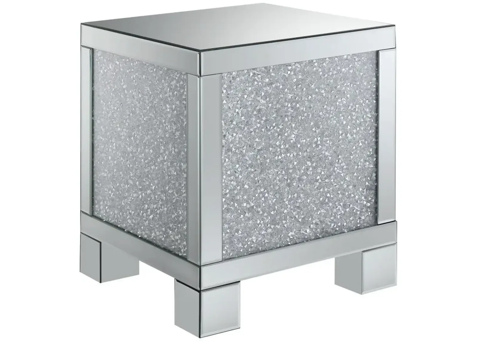 Gillian - Rectangular Mirrored Acrylic Side End Table - Silver