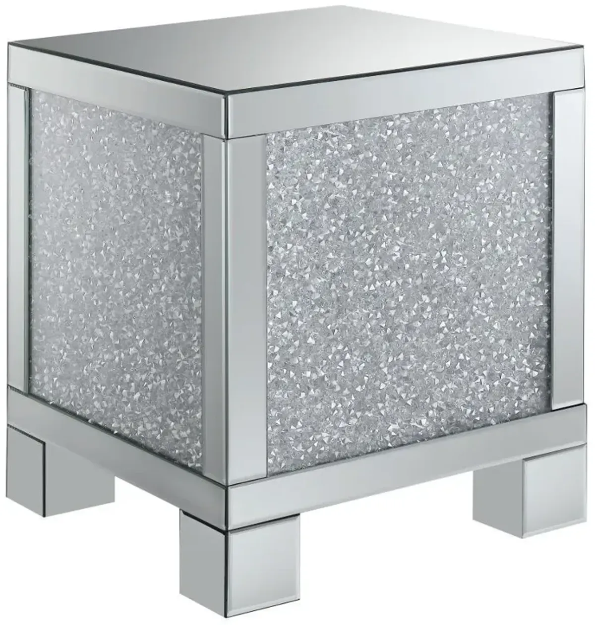 Gillian - Rectangular Mirrored Acrylic Side End Table - Silver