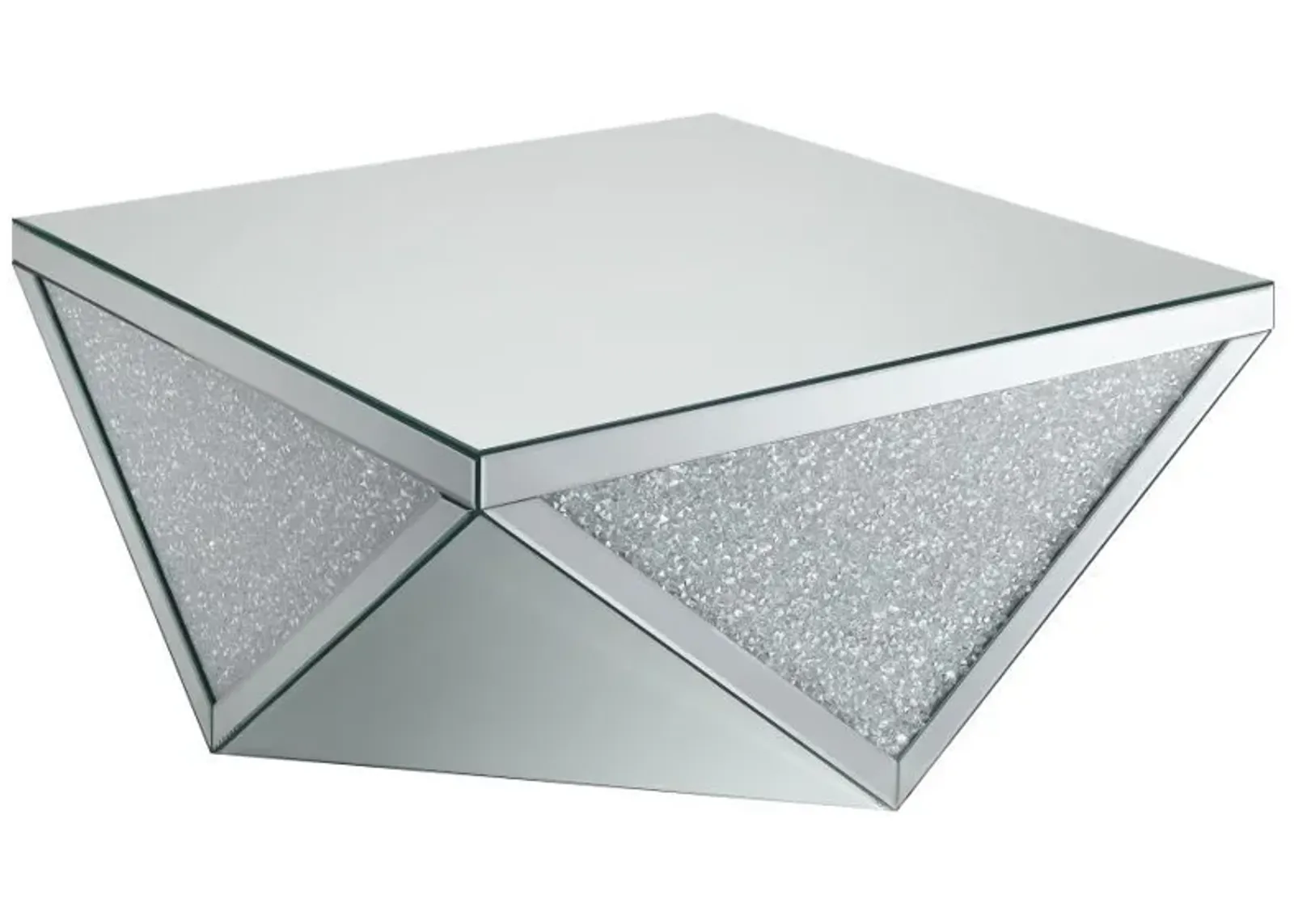 Amore - Square Mirrored Acrylic Crystal Coffee Table - Silver