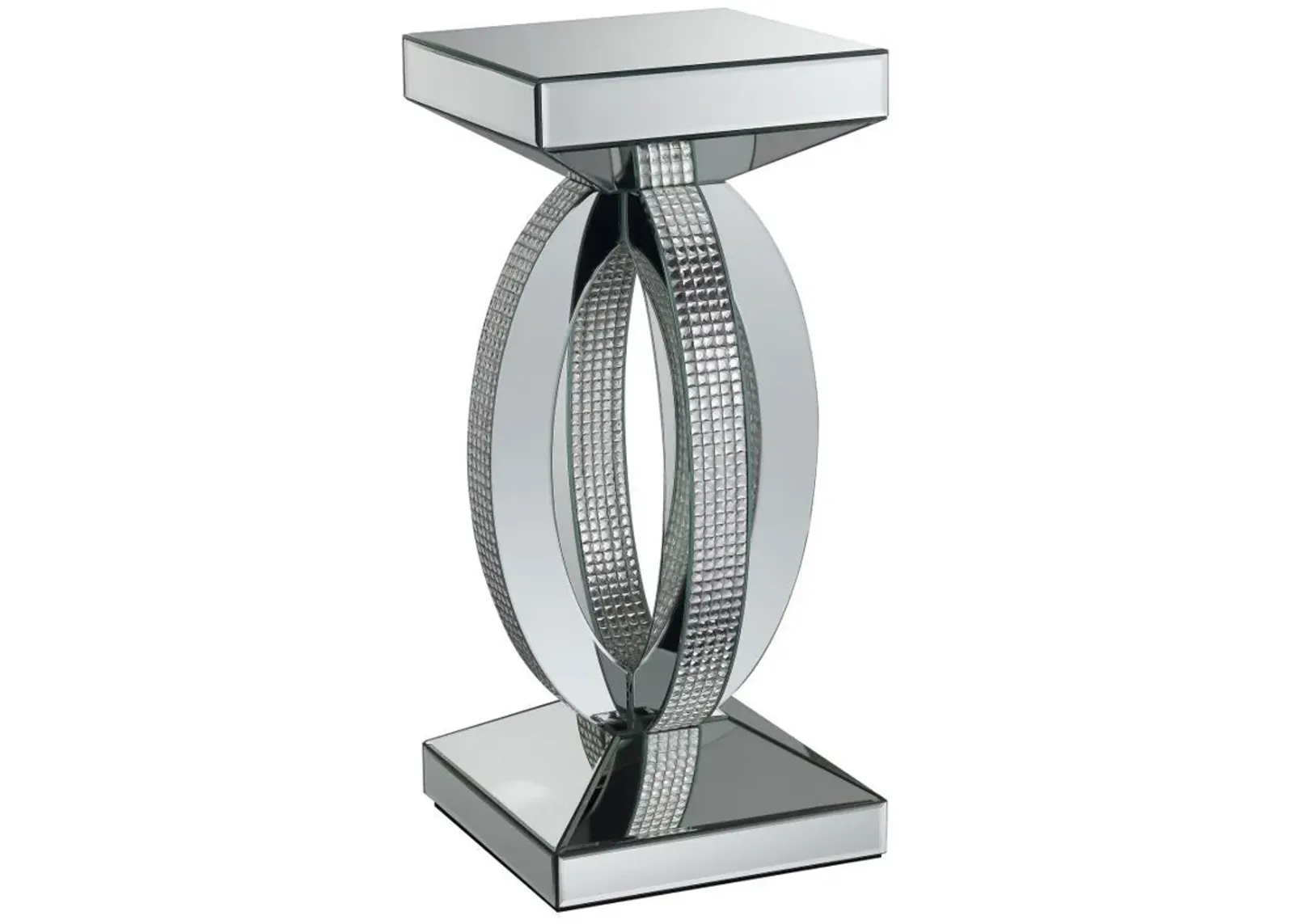 Amalia - Square Mirrored Acrylic Crystal Side End Table - Silver