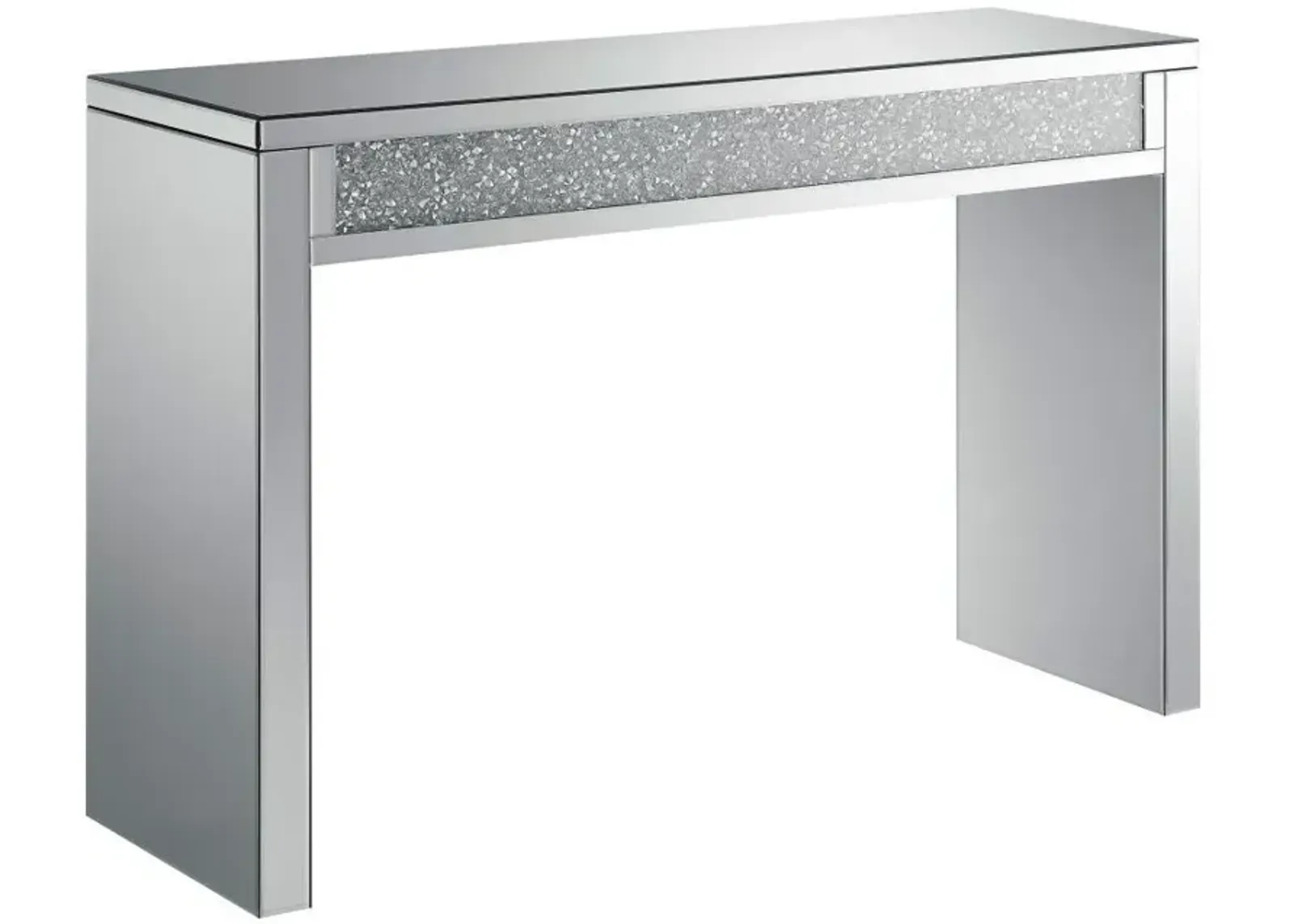 Gillian - Rectangular Sofa Table - Silver And Clear Mirror