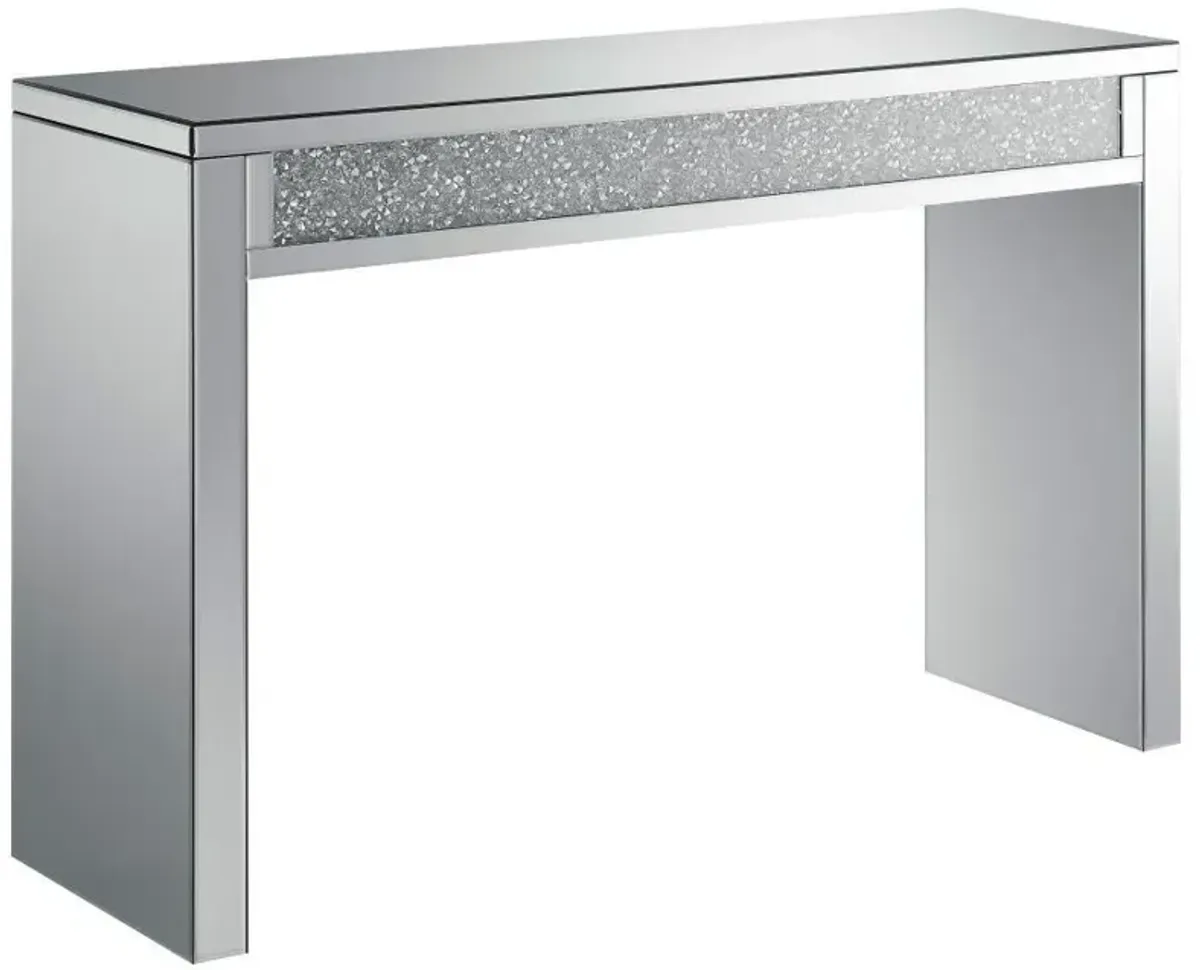 Gillian - Rectangular Sofa Table - Silver And Clear Mirror