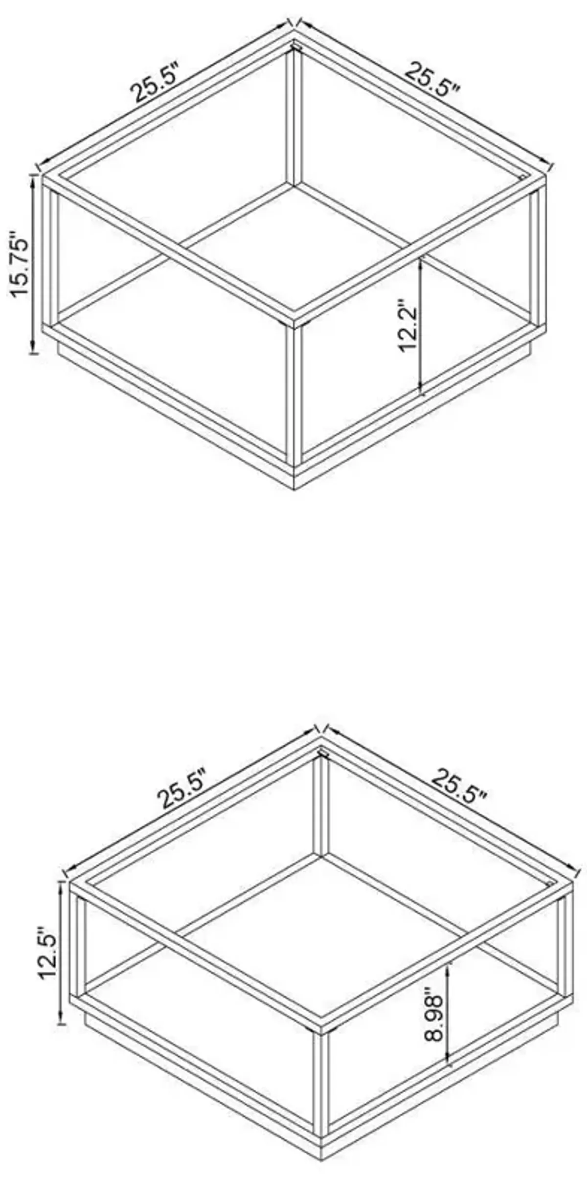 Renee - 2 Piece Square Coffee Table Set - Rose Brass