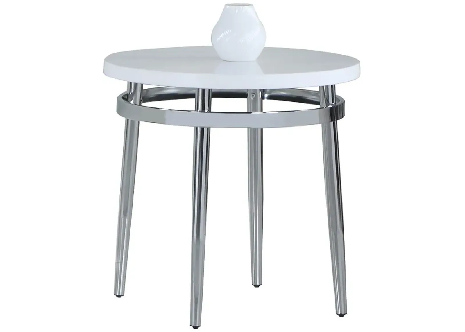 Avilla - Round Marble Top Side End Table - White