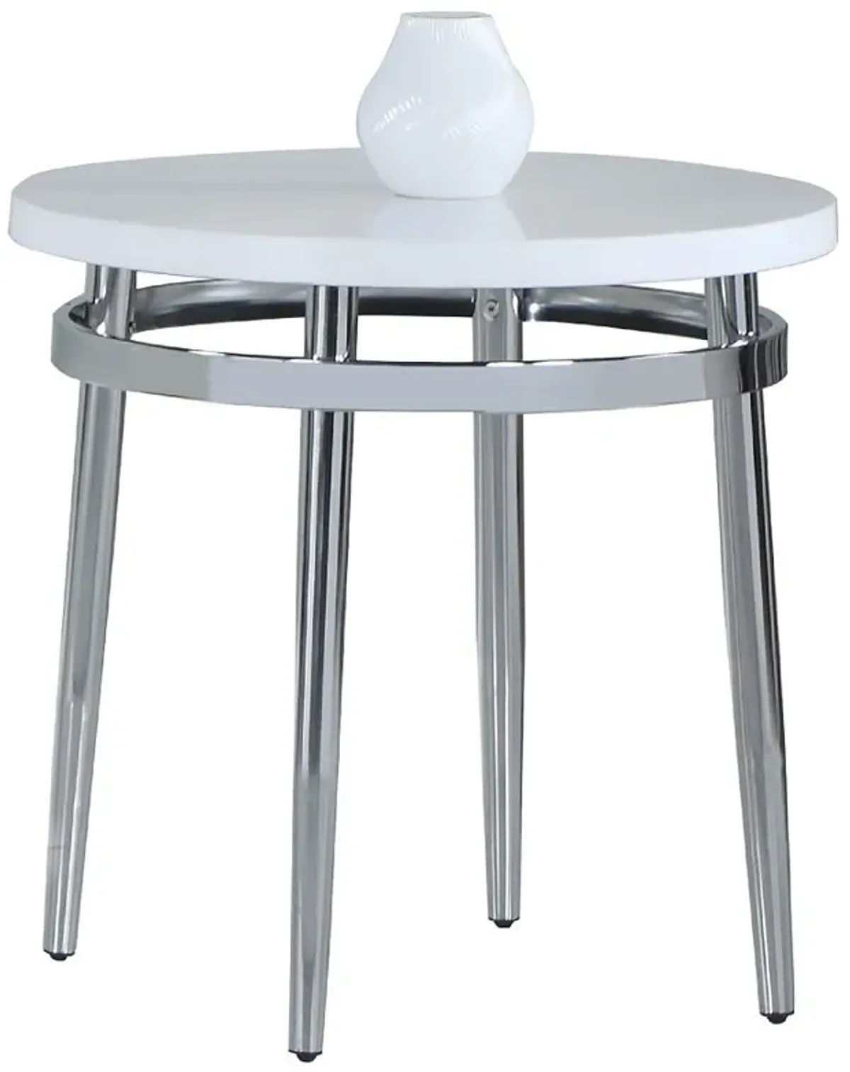 Avilla - Round Marble Top Side End Table - White