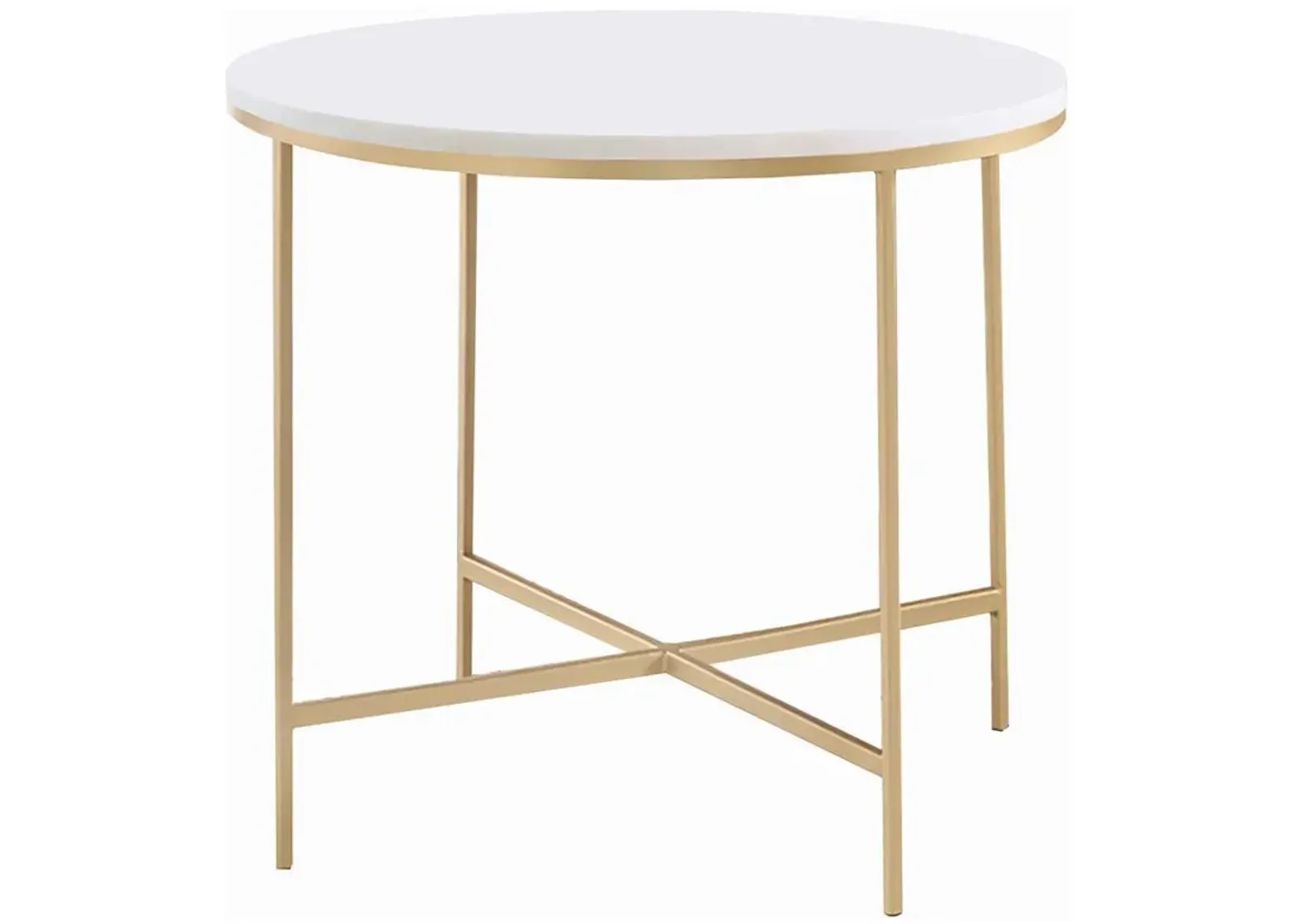 Ellison - Round Marble Top Side End Table - White And Gold