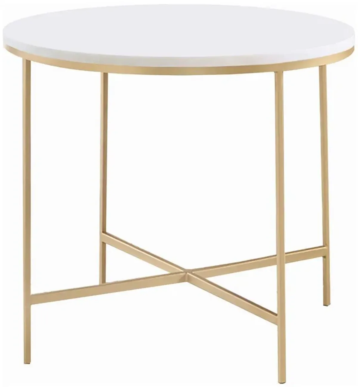 Ellison - Round Marble Top Side End Table - White And Gold