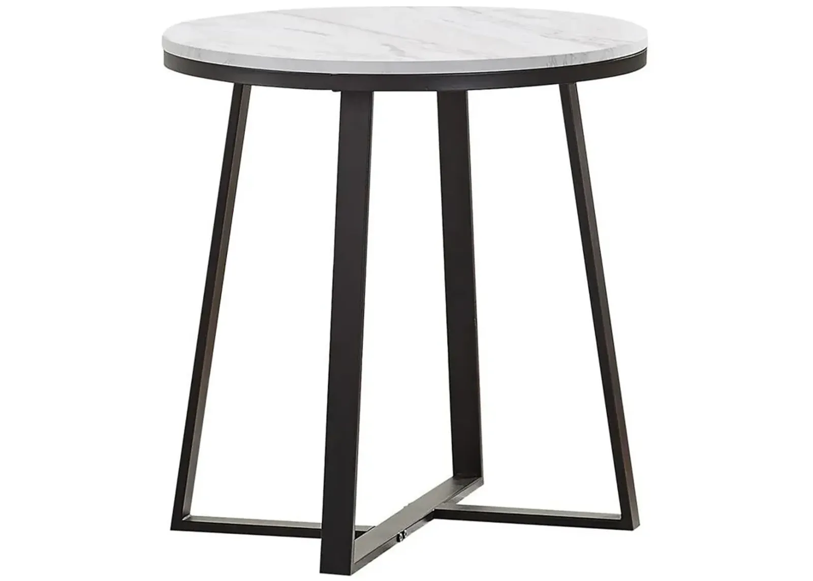 Hugo - Round Faux Marble End Table - White And Matte Black