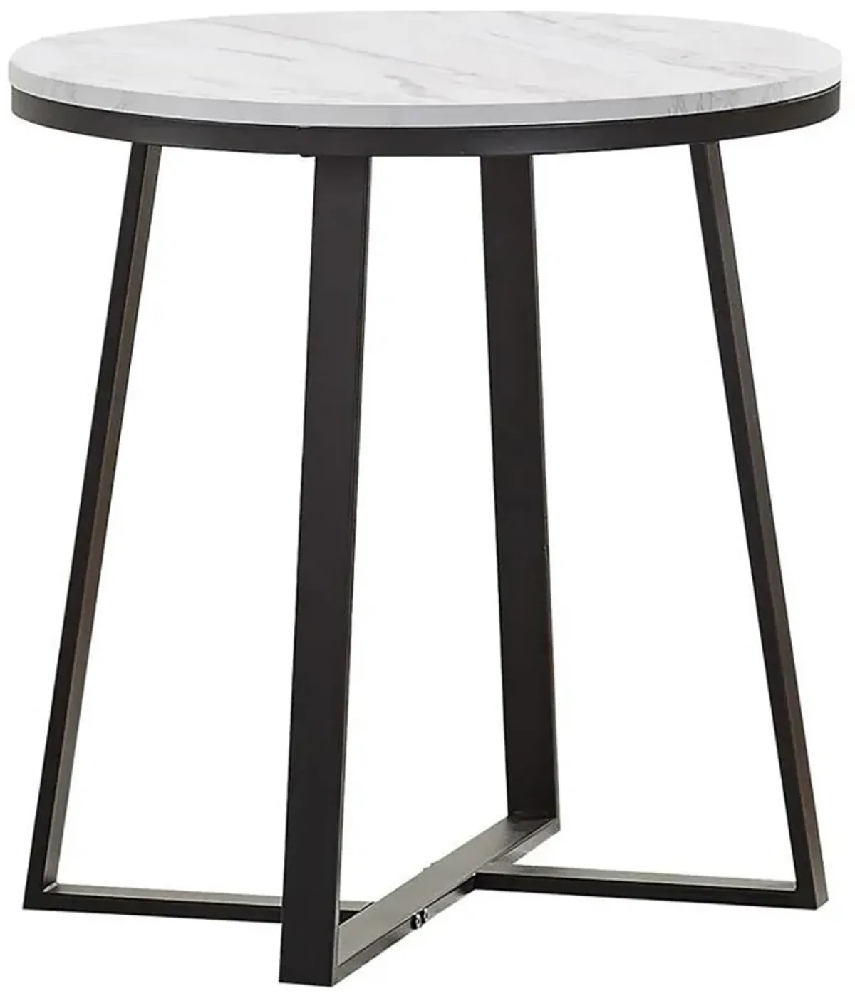 Hugo - Round Faux Marble End Table - White And Matte Black