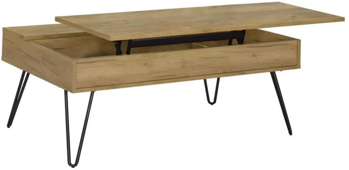 Fanning - Engineered Wood Lift Top Coffee Table - Golden Oak