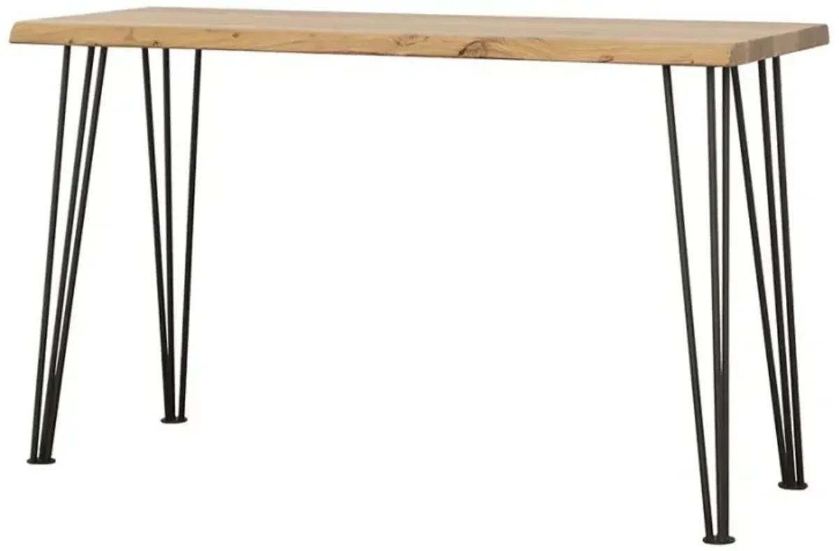 Zander - Solid Wood Top Console Table - Natural And Matte Black