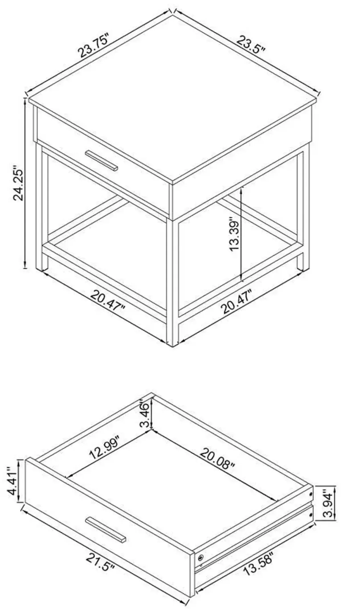 Byers - 1-Drawer Square Engineered Wood End Table - Brown Oak