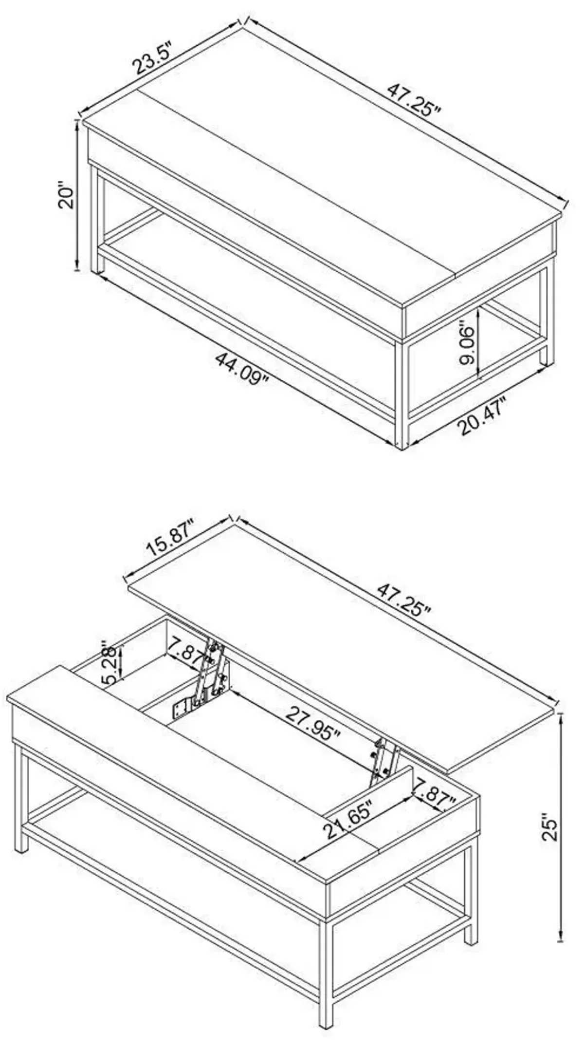 Byers - Engineered Wood Lift Top Coffee Table - Brown Oak