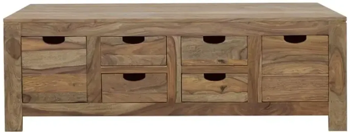 Esther - 6-Drawer Solid Wood Coffee Table - Natural