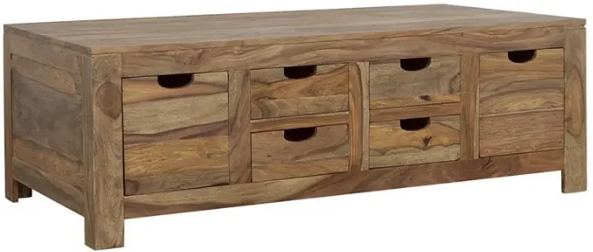 Esther - 6-Drawer Solid Wood Coffee Table - Natural