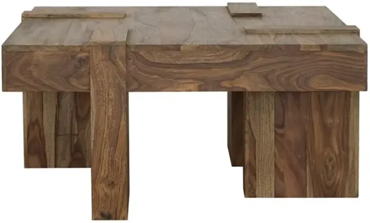 Samira - Square Solid Wood Coffee Table - Natural Sheesham