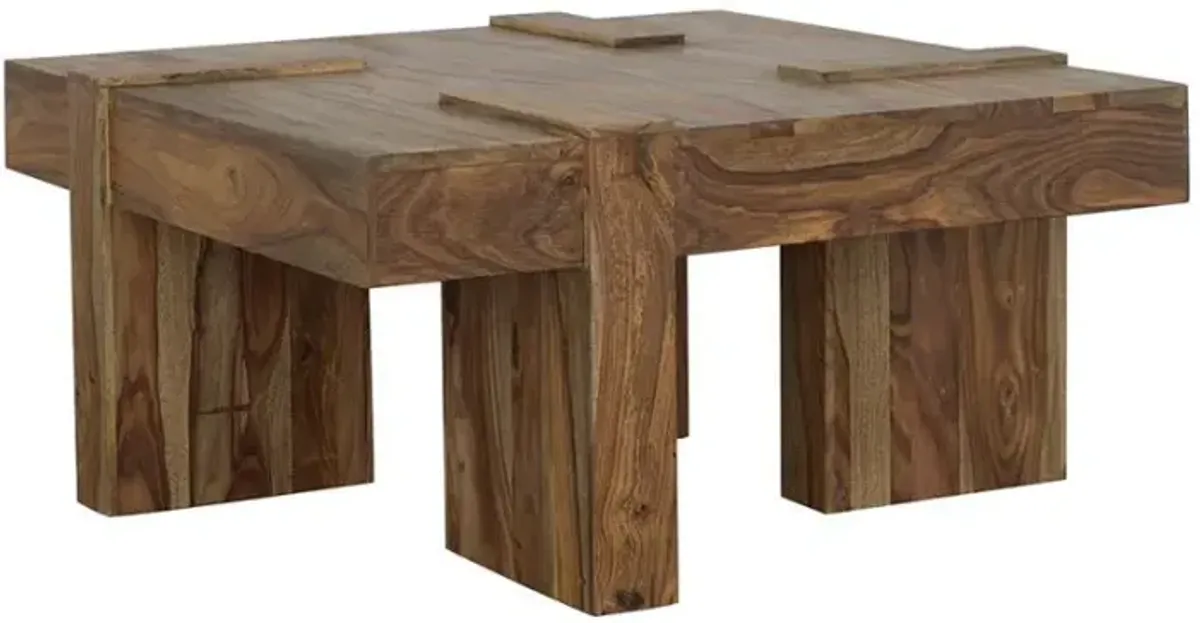 Samira - Square Solid Wood Coffee Table - Natural Sheesham