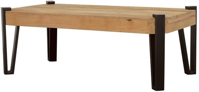 Winston - Wooden Rectangular Top Coffee Table - Natural And Matte Black