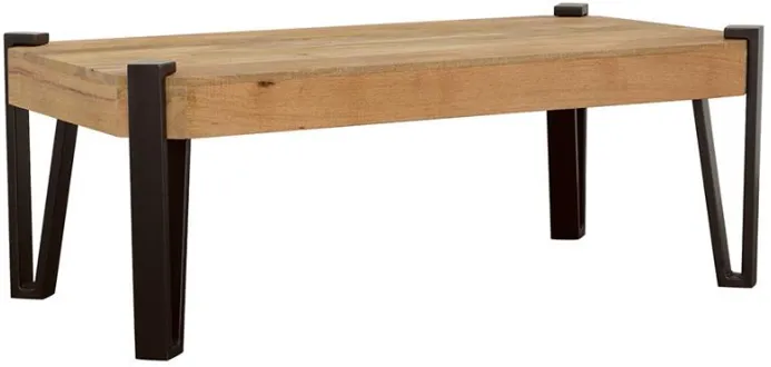 Winston - Wooden Rectangular Top Coffee Table - Natural And Matte Black