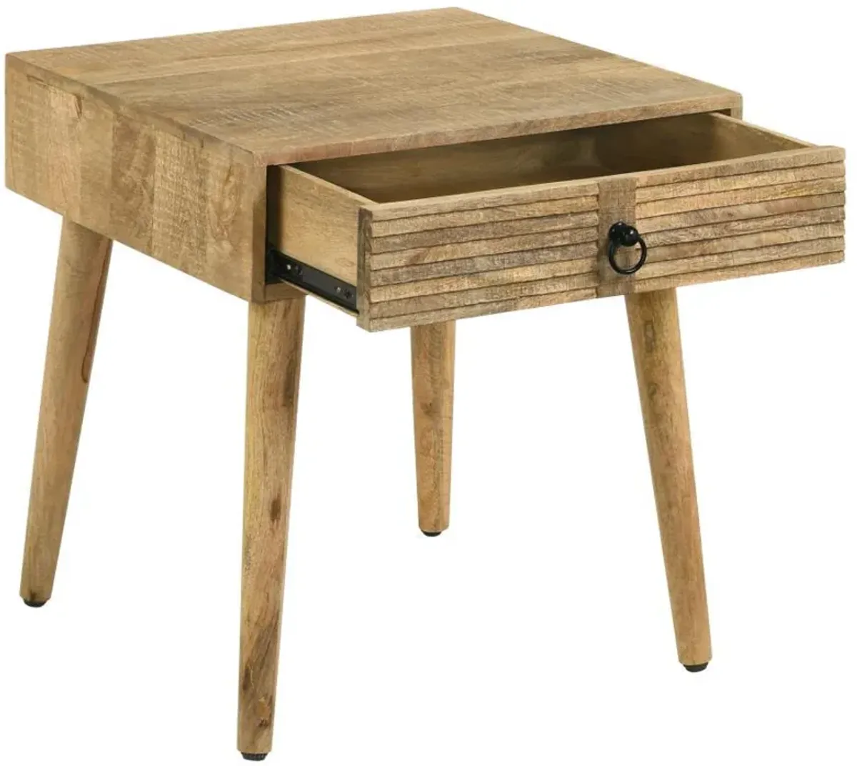 Zabel - 1-Drawer Square Mango Wood Side End Table - Natural