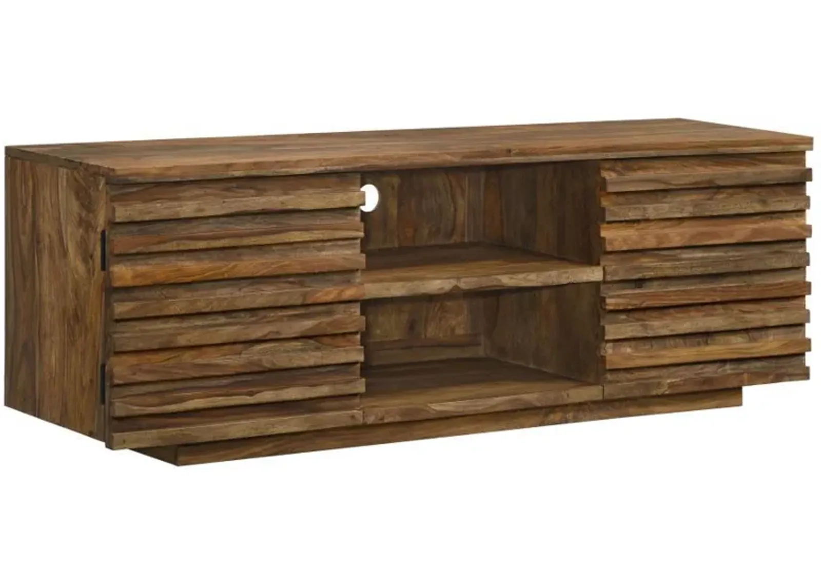 Julia - 2 Door Solid Sheesham Wood TV Stand - Natural