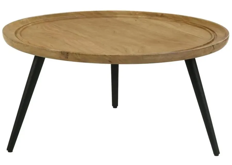 Zoe - Round Coffee Table With Trio Legs - Natural And Black